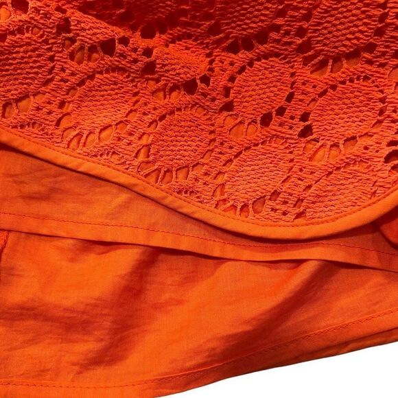 Trina Turk Crochet Orange overlay Shift Dress Size 8 Spring Summer women’s Mediu - Picture 14 of 14